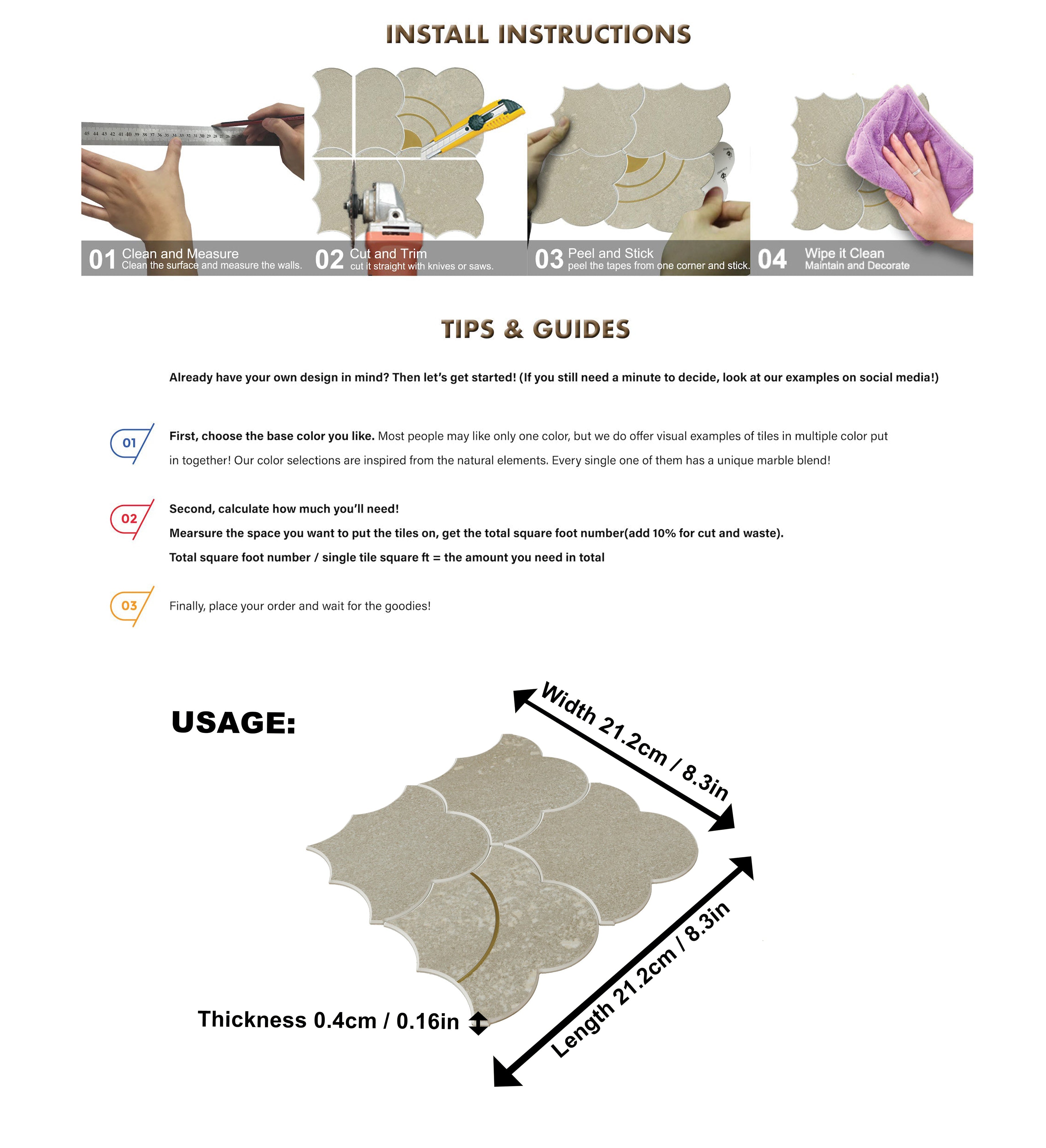 Cloud Yarn Mosaic Peel and Stick Tiles Backsplash, Luna Gold