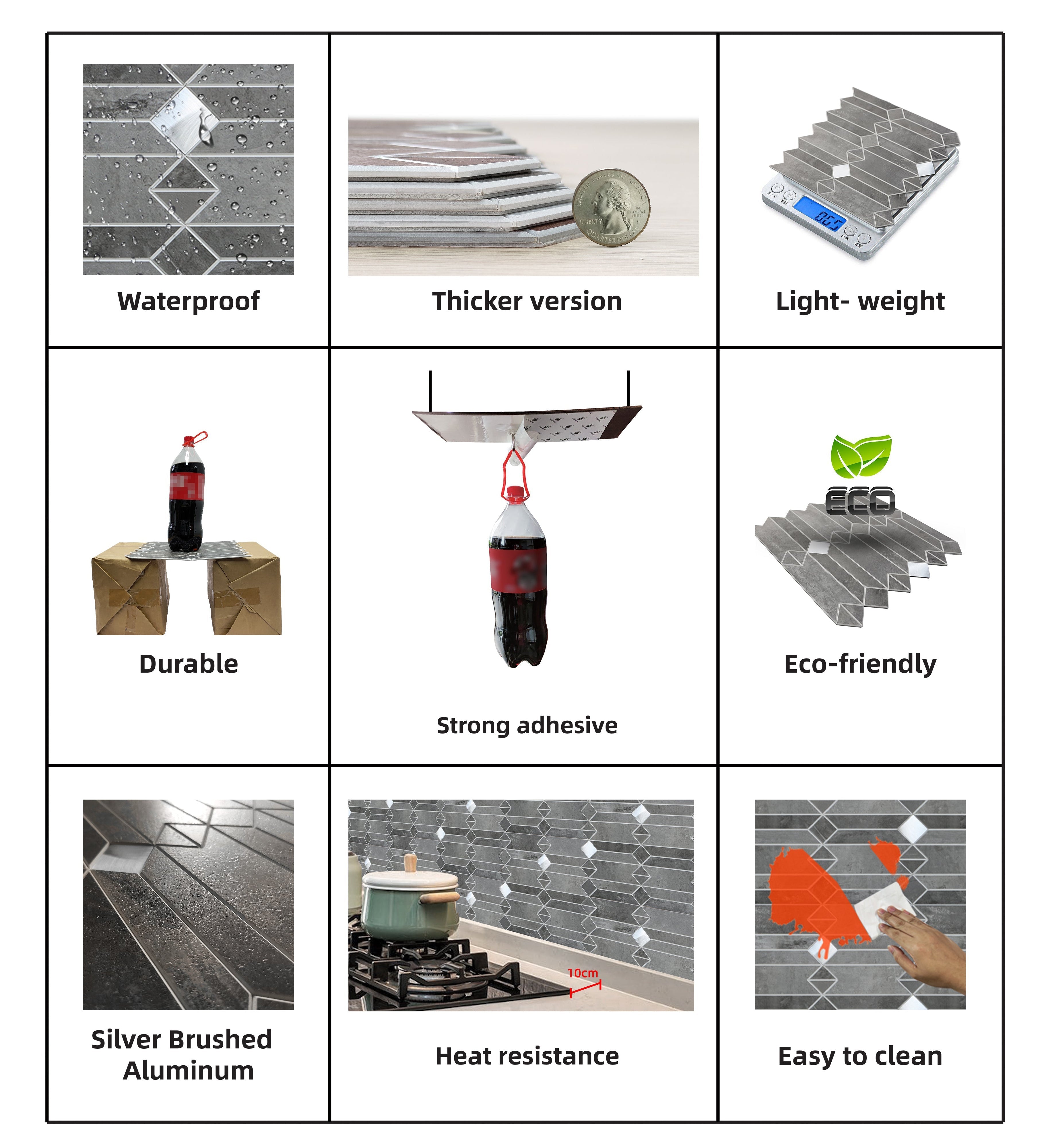 Simple Geometry Peel and Stick DIY Wall Panels, Backsplashes and Tiles, Orion Blue