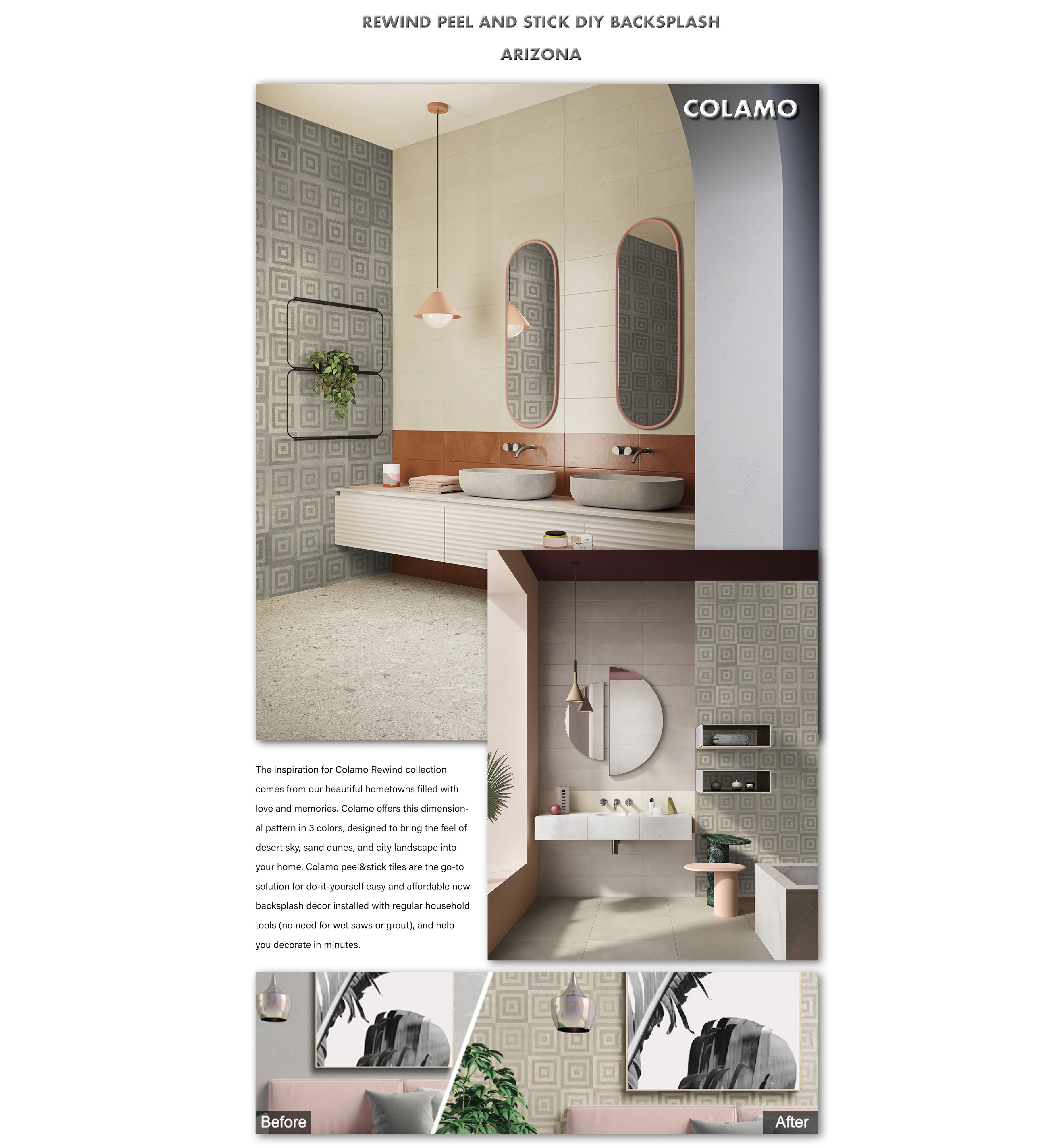 Rewind Self Adhesive DIY Backsplashes & Tiles, Arizona