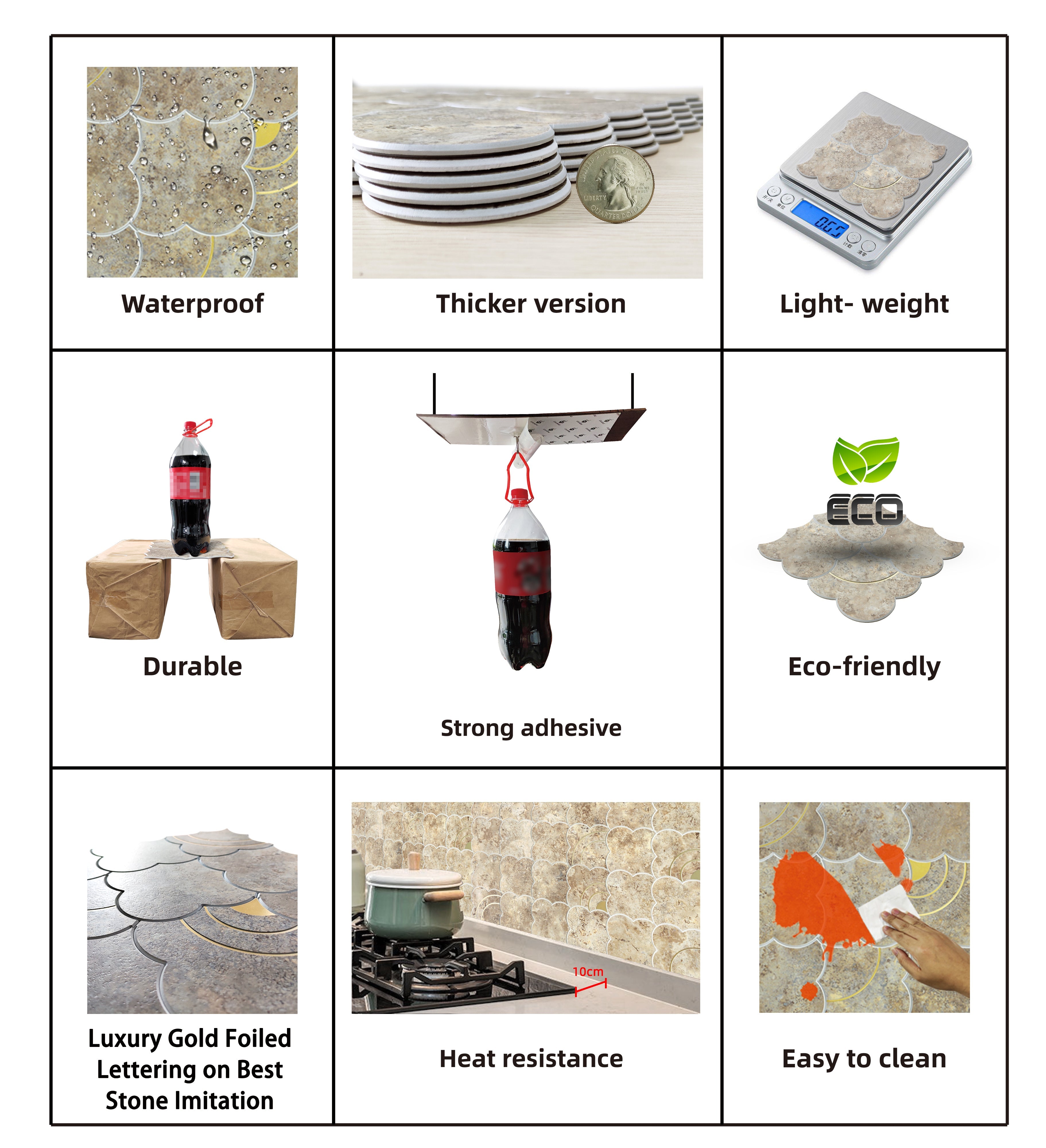 Cloud Yarn Mosaic Peel and Stick Tiles Backsplash, Sunrise Gold