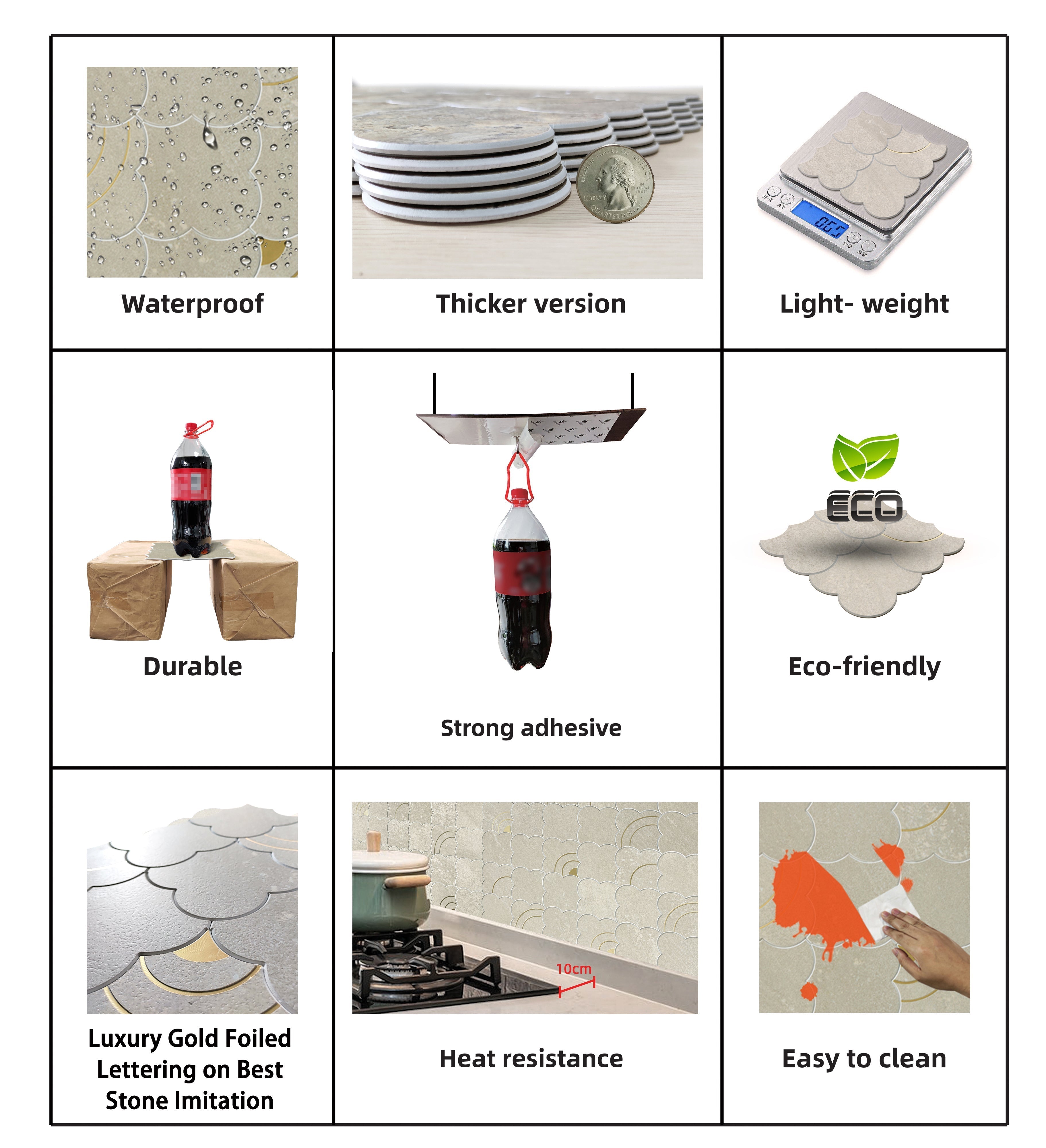 Cloud Yarn Mosaic Peel and Stick Tiles Backsplash, Luna Gold