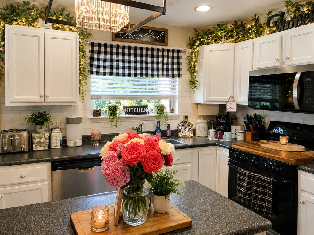 Kitchen makeover featuring peel and stick backsplash tiles in a bright, modern kitchen