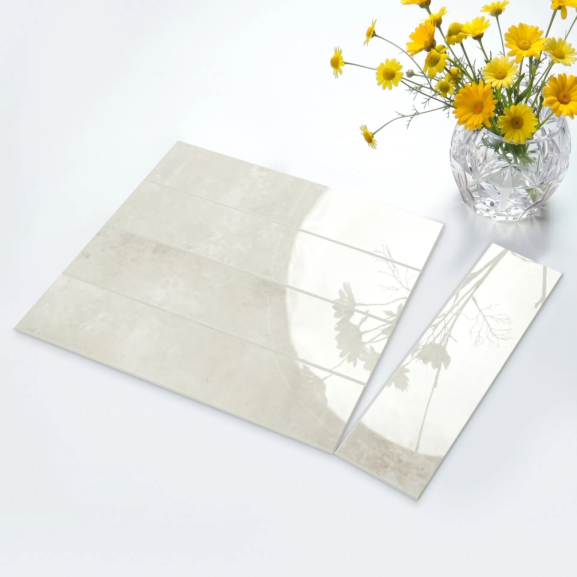 COLAMO Crystal Glossy Beige Peel and Stick Backsplash Subway Tile