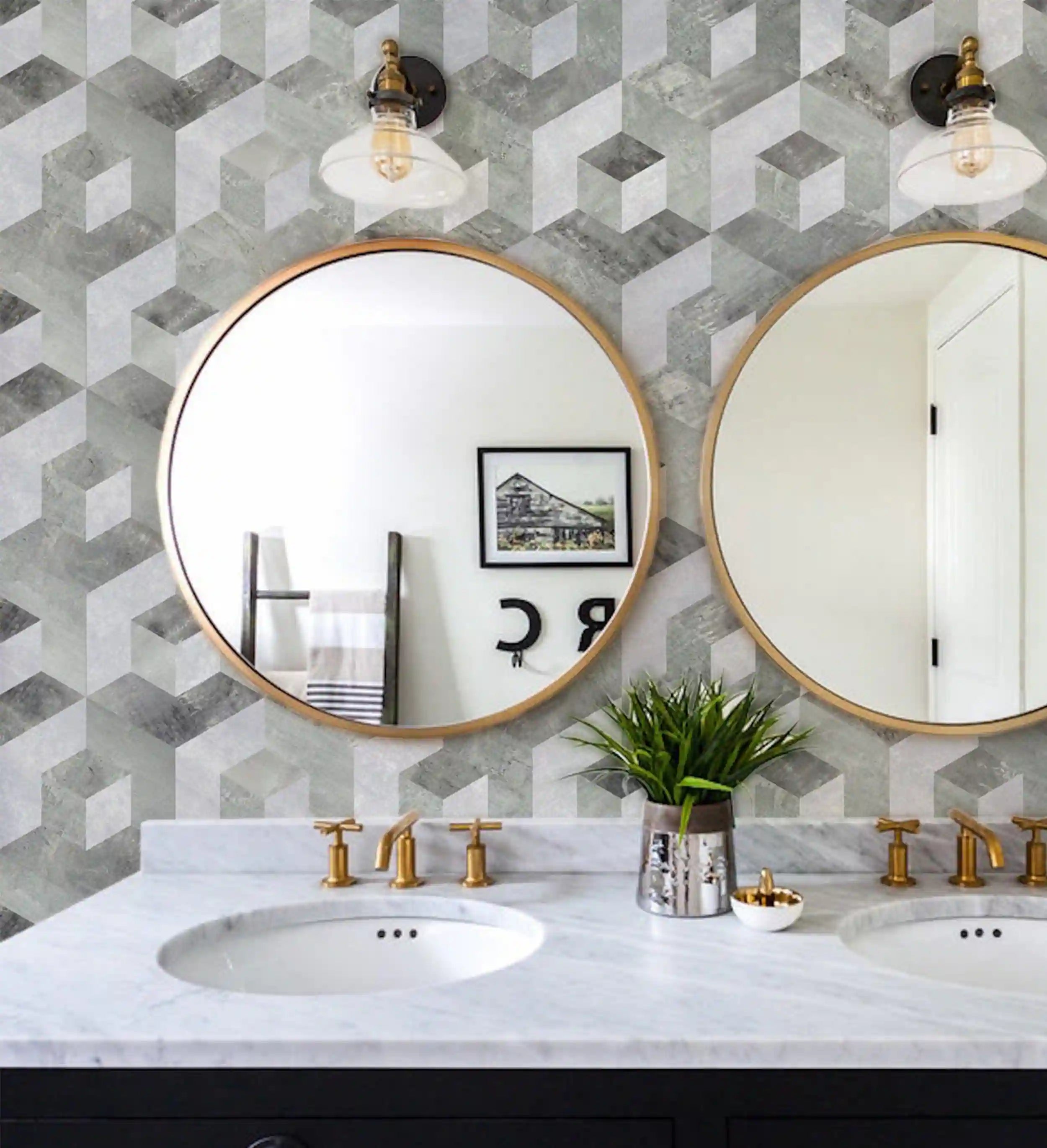Illusion Peel and Stick Backsplashes Hexagon Tiles, Moon Cloud