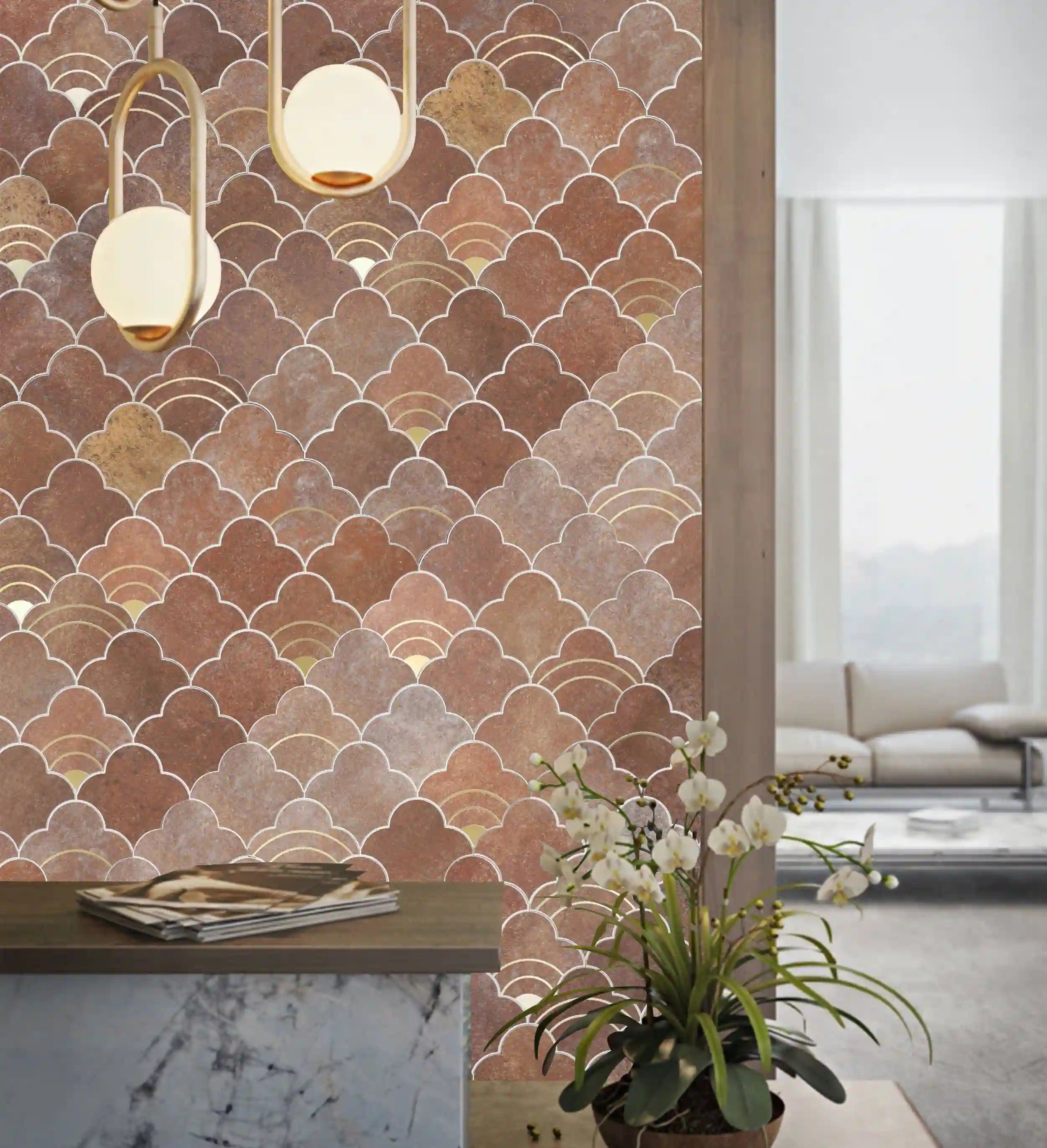Cloud Yarn Mosaic Peel and Stick Tiles Backsplash, Venus Bronze