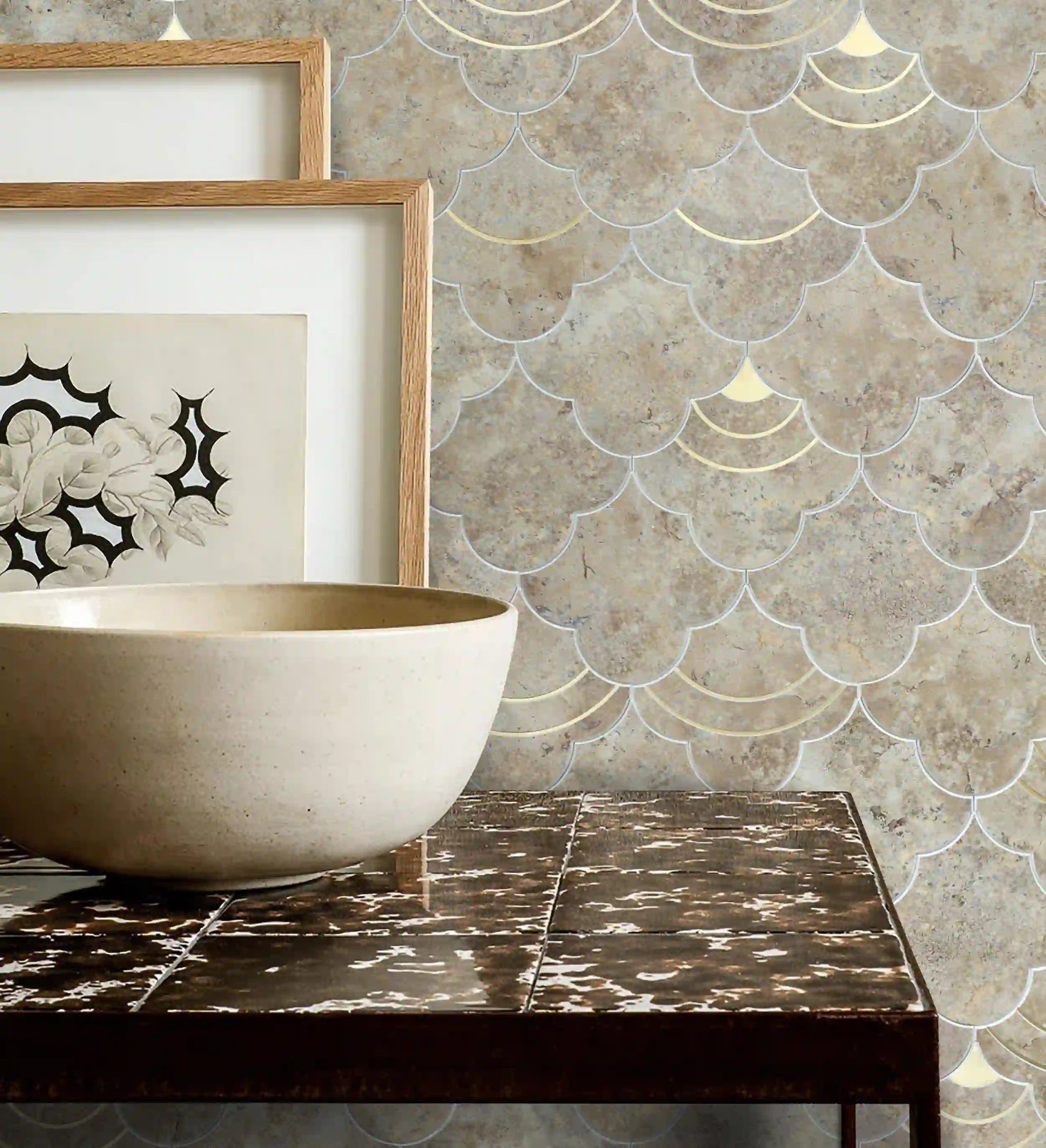 Carrelage mosaïque autocollant en fil nuage pour dosseret, or lever de soleil