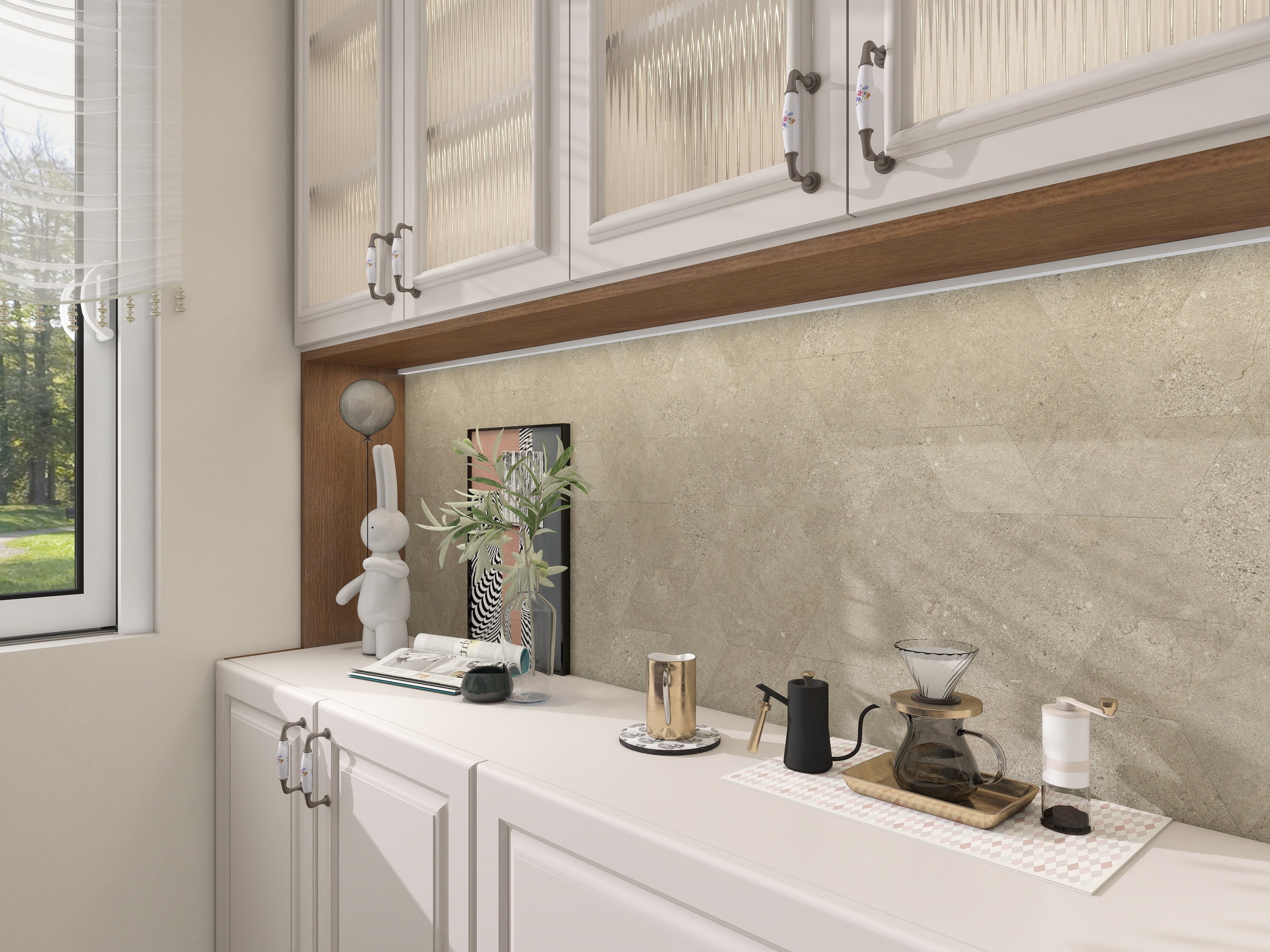 COLAMO Greige Terrazzo Diamond Tile Peel and Stick Backsplash & Accent Wall Tile