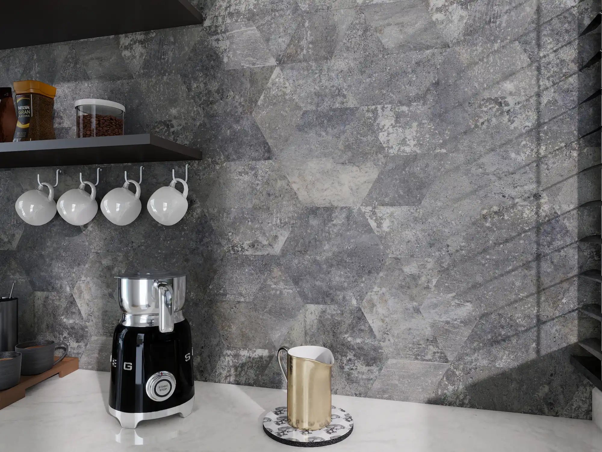 COLAMO Industrial Concrete Diamond Tile Peel and Stick Backsplash & Accent Wall Tile