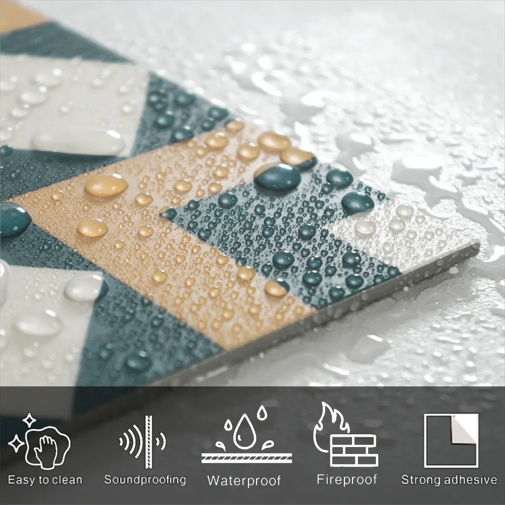 COLAMO Matte Green Orange Mix  Self Adhesive Graphic Tile Decals Peel and Stick Backsplash