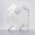 COLAMO Thick Carrara White Herringbone Peel and Stick Backsplash Marble Look Tiles