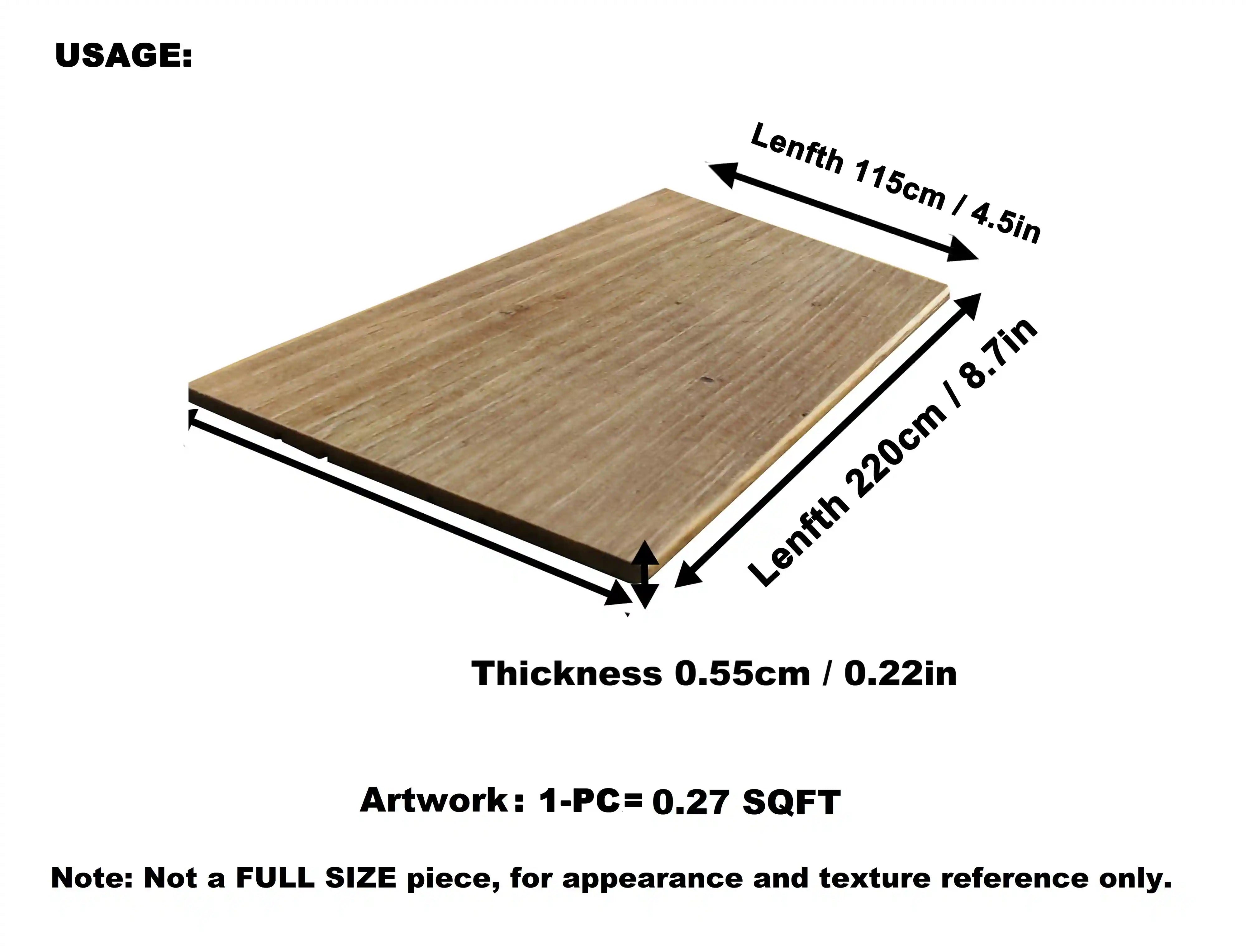 Planches de bois recyclé autocollantes COLAMO 4,53" x 35,43" pour murs