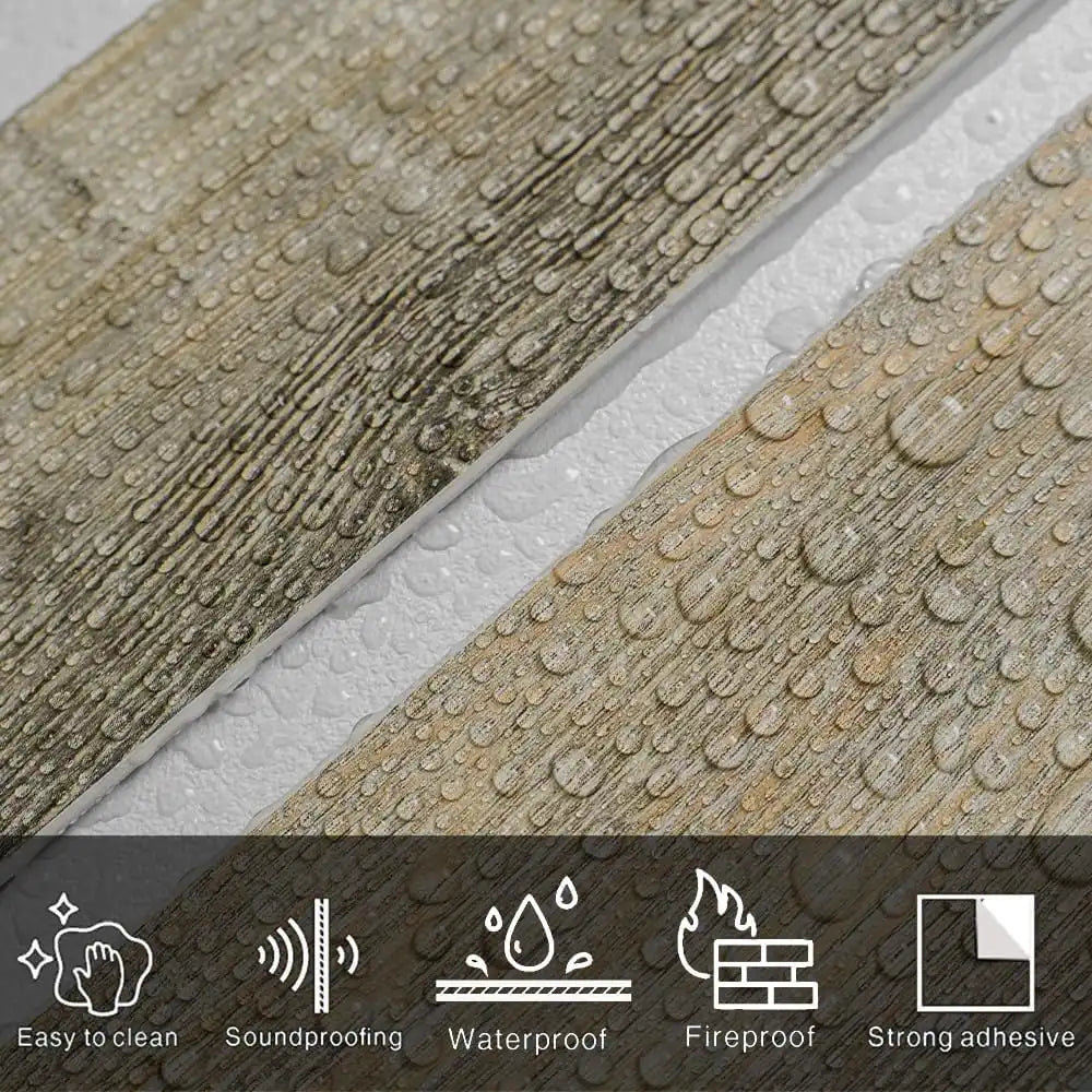 Carreaux COLAMO aspect bois vieilli chêne, crédences autocollantes, épaisses et rigides, imperméables 