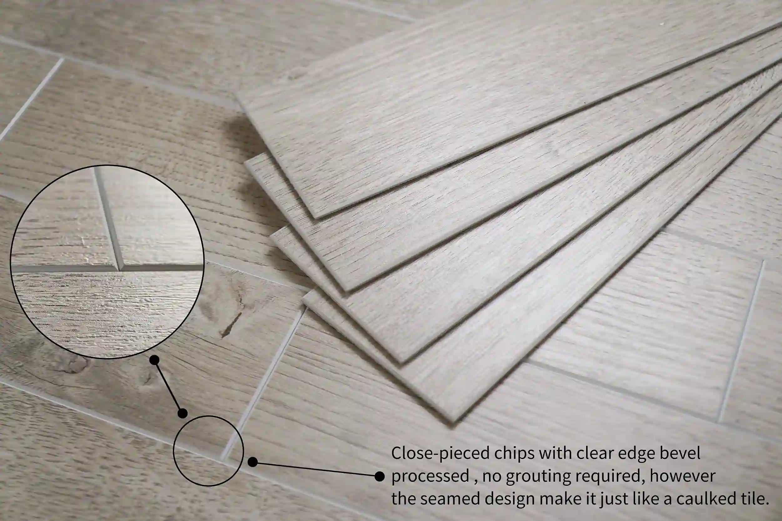 Carreaux COLAMO effet bois vieilli chêne gris brume, imperméables, épais et rigides, à décoller et à coller 