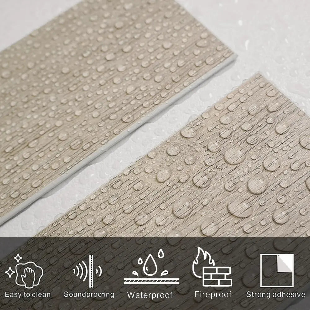 Carreaux COLAMO effet bois vieilli chêne gris brume, imperméables, épais et rigides, à décoller et à coller 
