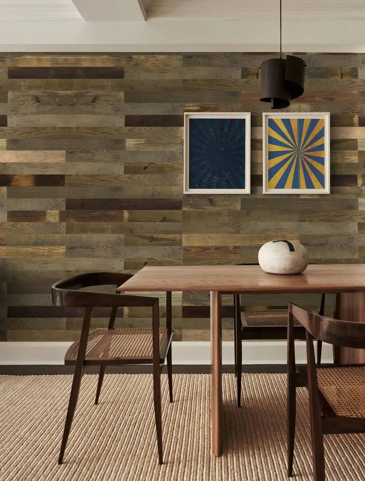 Planches autocollantes en bois recyclé COLAMO 3,54" x 35,43" pour murs 