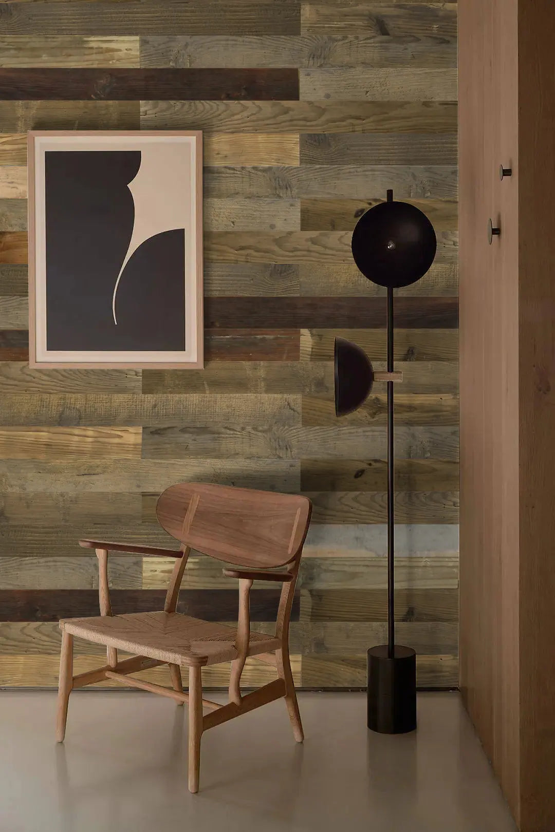 Planches autocollantes en bois recyclé COLAMO 3,54" x 35,43" pour murs 