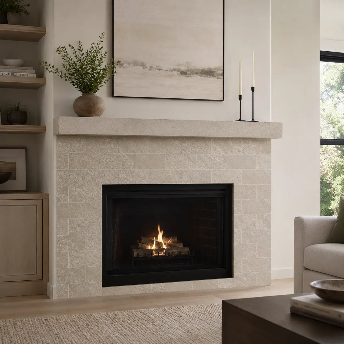 Geometry Box Size Luxe Beige Travertine Peel & Stick Backsplash Tile for DIY Home ...