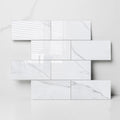 Glossy Carrara white marble peel and stick subway tile backsplash for kitchen and bathroom – Colamo