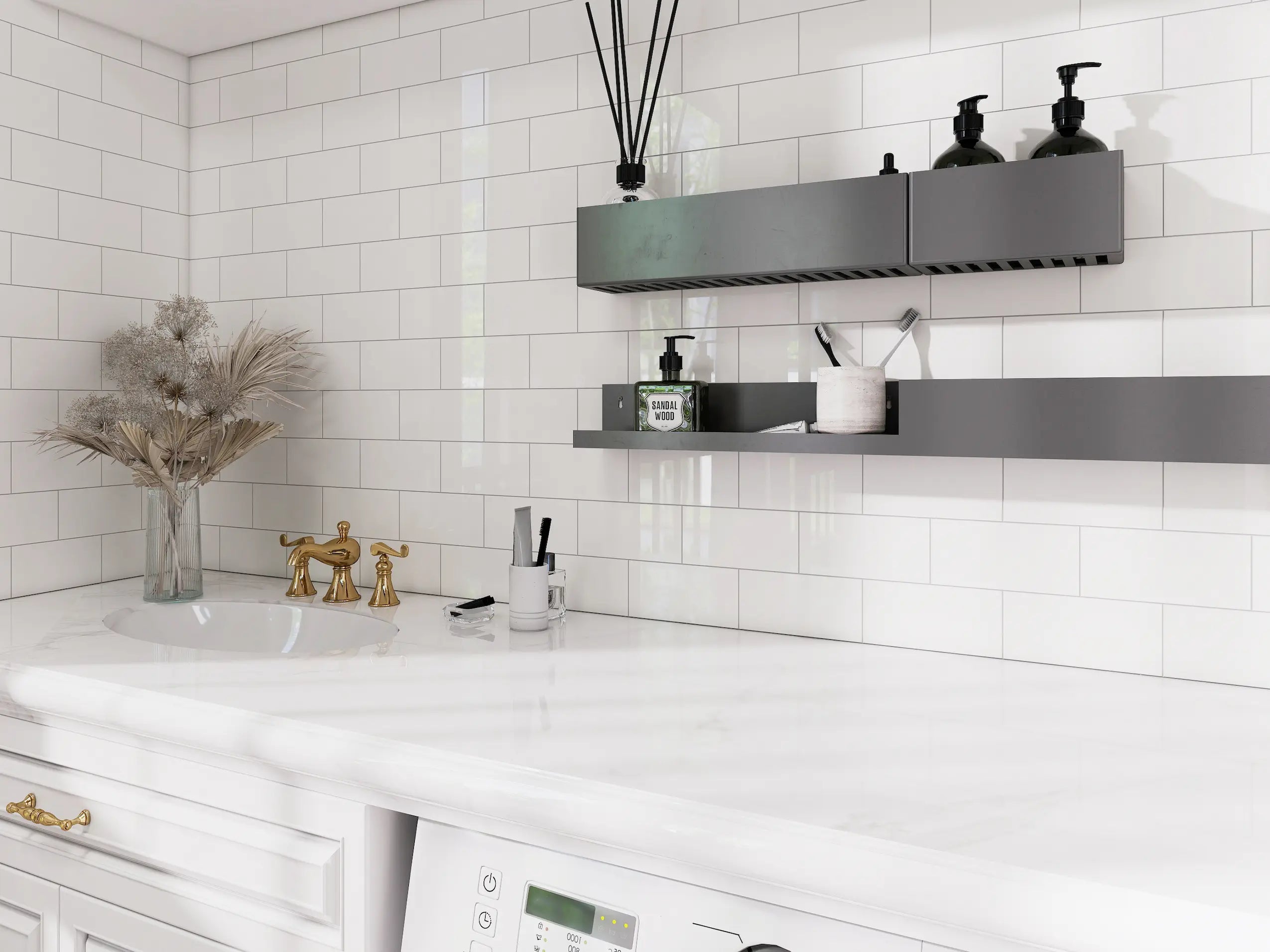 Colamo 12”x12” Glossy Pure White Peel and Stick Backsplash Tiles Subway For Wall