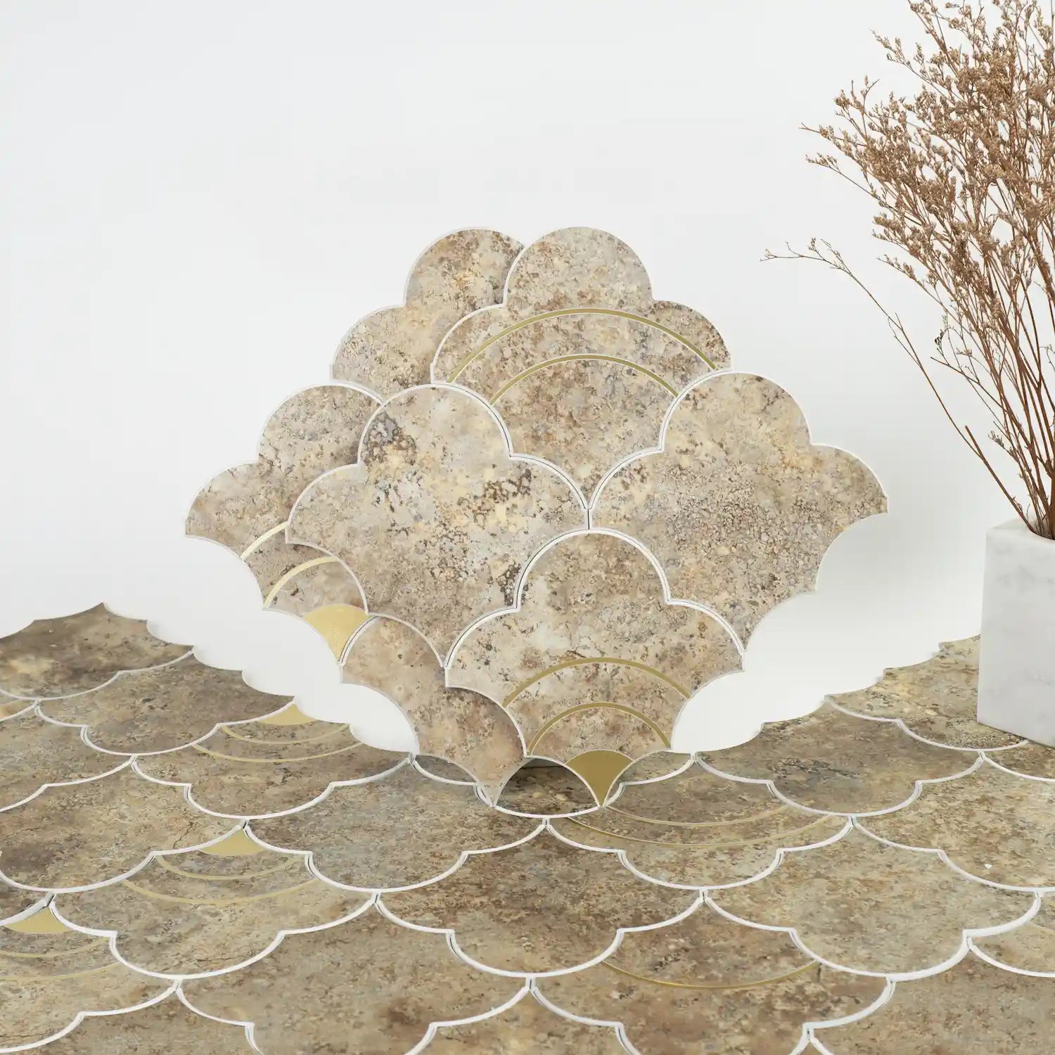 Cloud Yarn Mosaic Peel and Stick Tiles Backsplash, Sunrise Gold