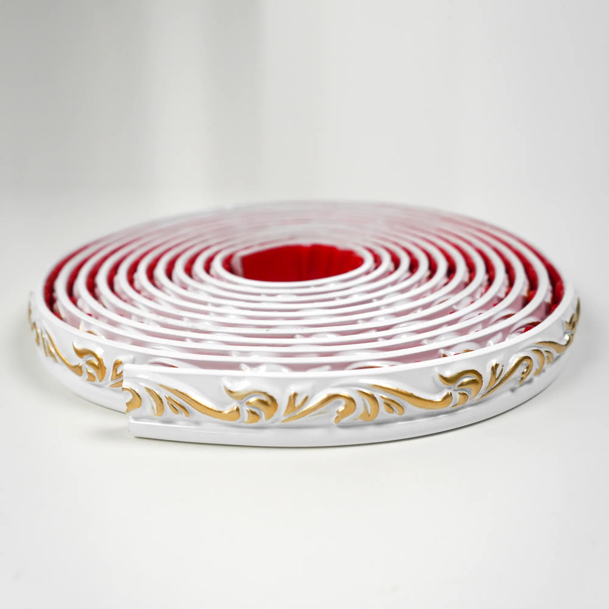 COLAMO Gilded Crown White Molding Trim Adhesive Peel and Stick Baseboard Trim Tile Edge Trim