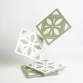 Sage green floral peel and stick backsplash tile with white vintage pattern
