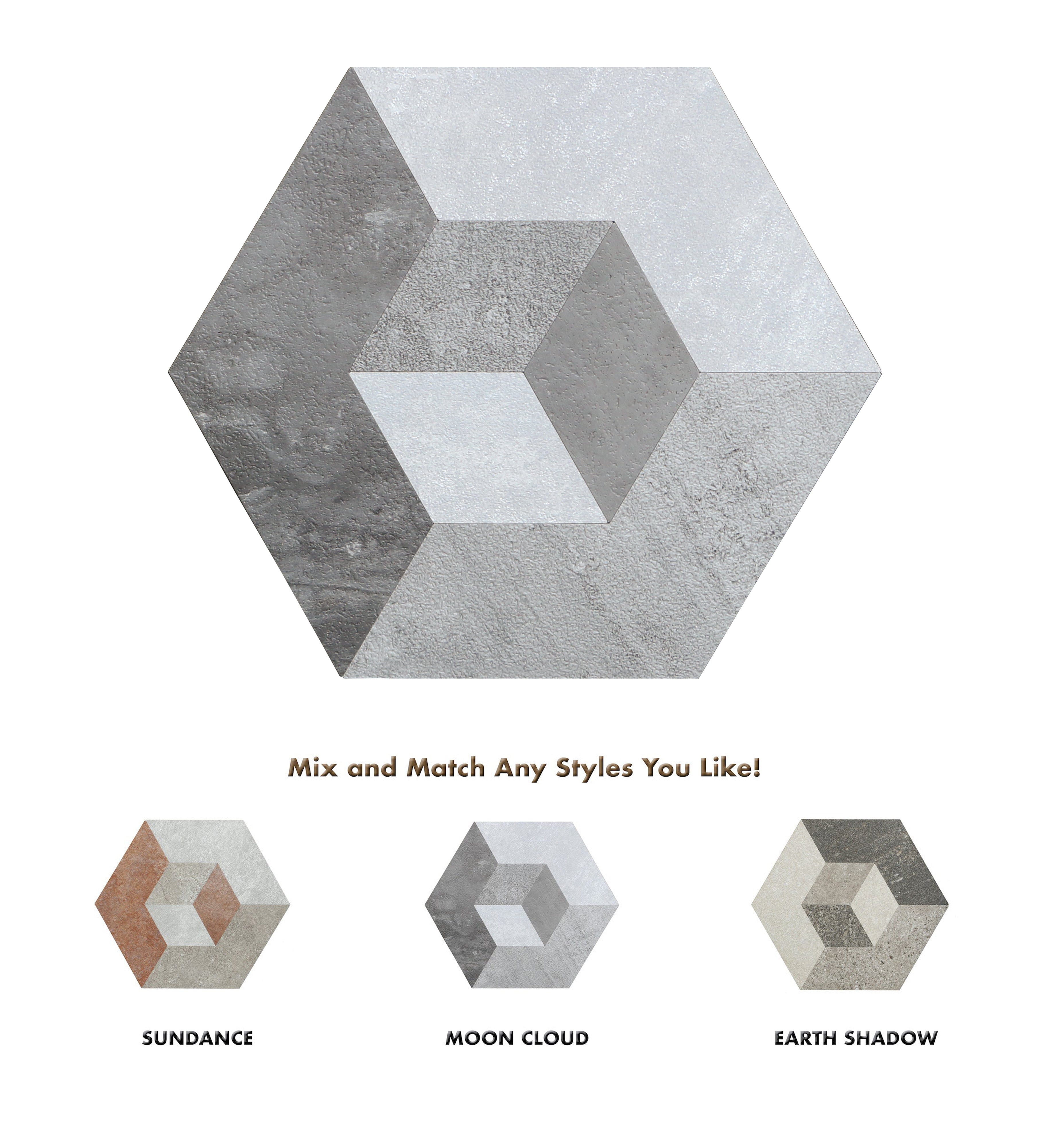 Illusion Peel and Stick Backsplashes Hexagon Tiles, Moon Cloud